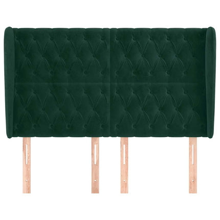 sengegavl med kanter 163x23x118/128 cm fløjl mørkegrøn