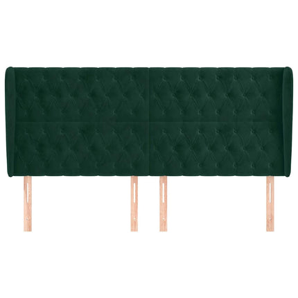 sengegavl med kanter 183x23x118/128 cm fløjl mørkegrøn
