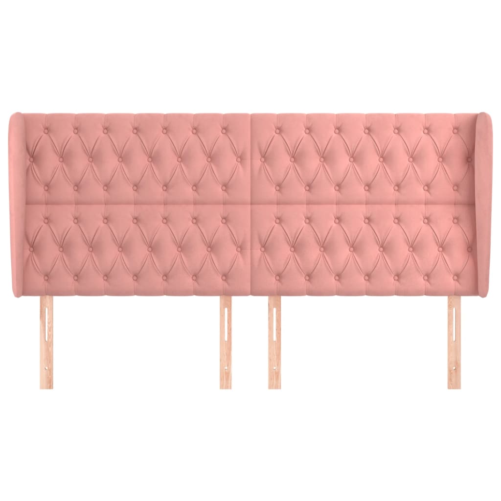 sengegavl med kanter 183x23x118/128 cm fløjl lyserød