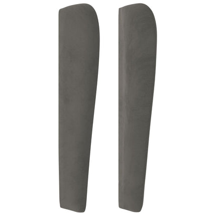 sengegavl med kanter 203x23x118/128 cm fløjl mørkegrå