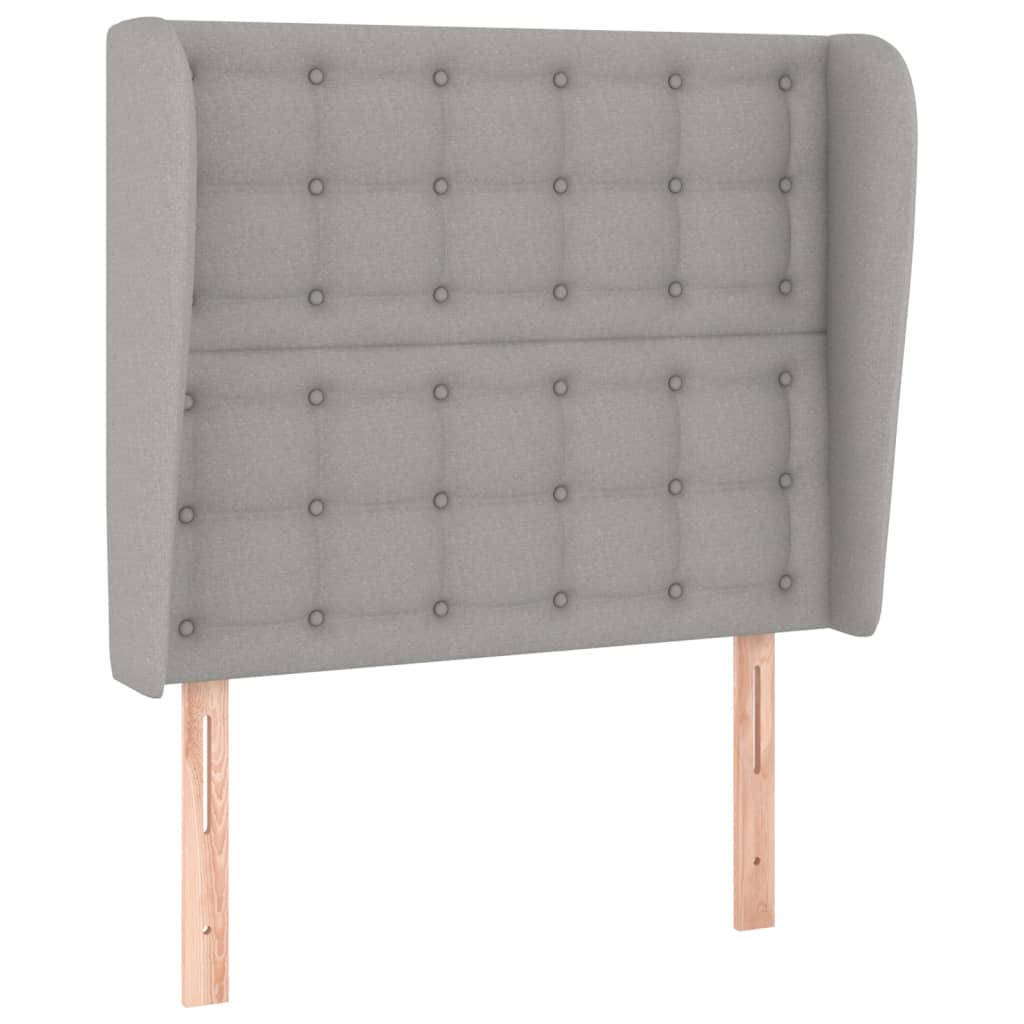 sengegavl med kanter 83x23x118/128 cm stof lysegrå