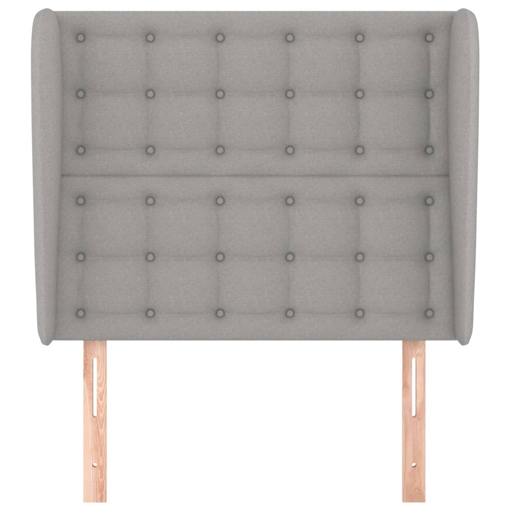 sengegavl med kanter 83x23x118/128 cm stof lysegrå