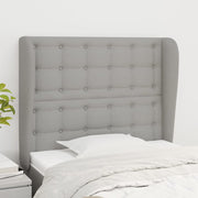 sengegavl med kanter 83x23x118/128 cm stof lysegrå