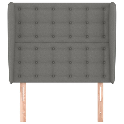 sengegavl med kanter 83x23x118/128 cm stof mørkegrå