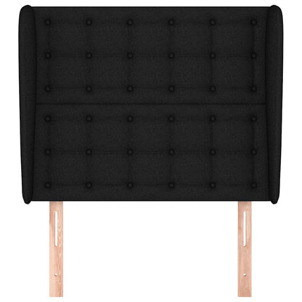 sengegavl med kanter 83x23x118/128 cm stof sort