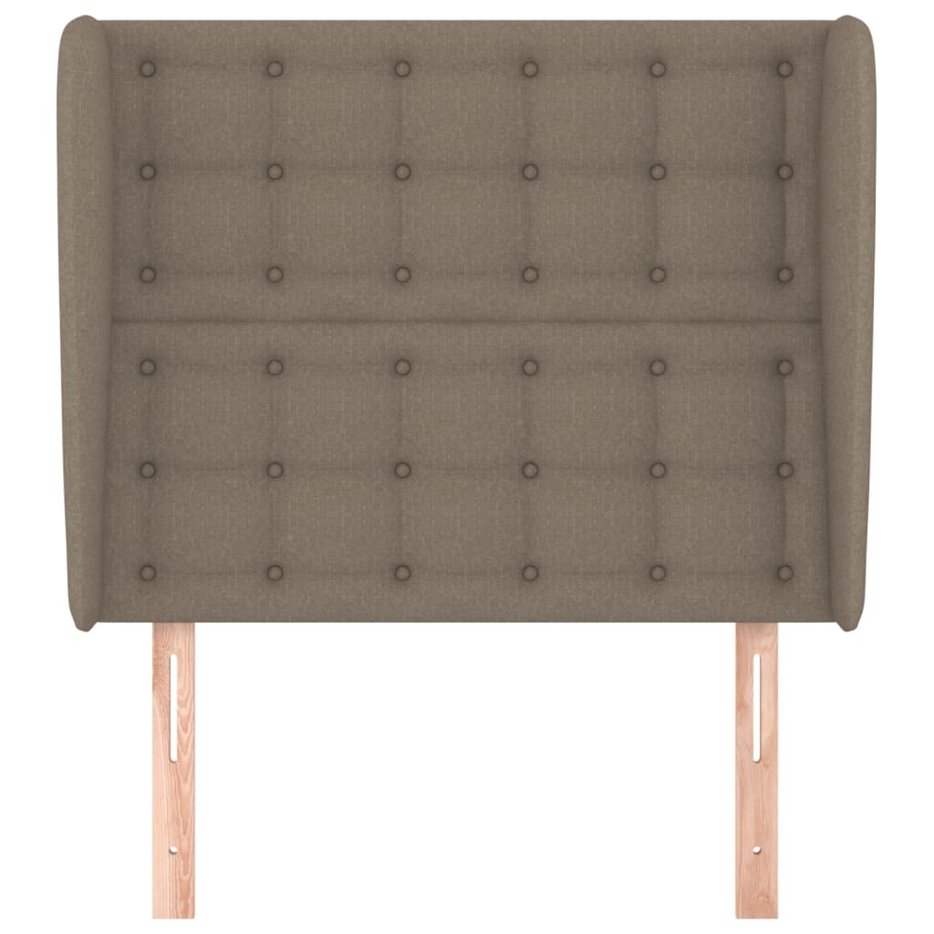 sengegavl med kanter 83x23x118/128 cm stof gråbrun