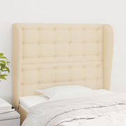 sengegavl med kanter 83x23x118/128 cm stof cremefarvet