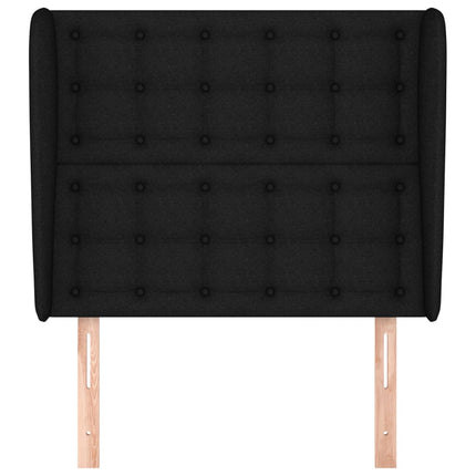sengegavl med kanter 93x23x118/128 cm stof sort