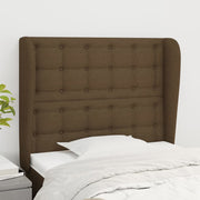 sengegavl med kanter 93x23x118/128 cm stof mørkebrun