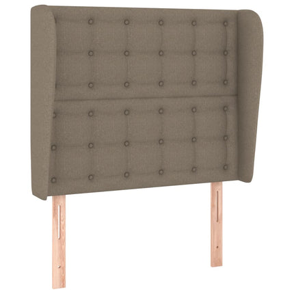 sengegavl med kanter 93x23x118/128 cm stof gråbrun