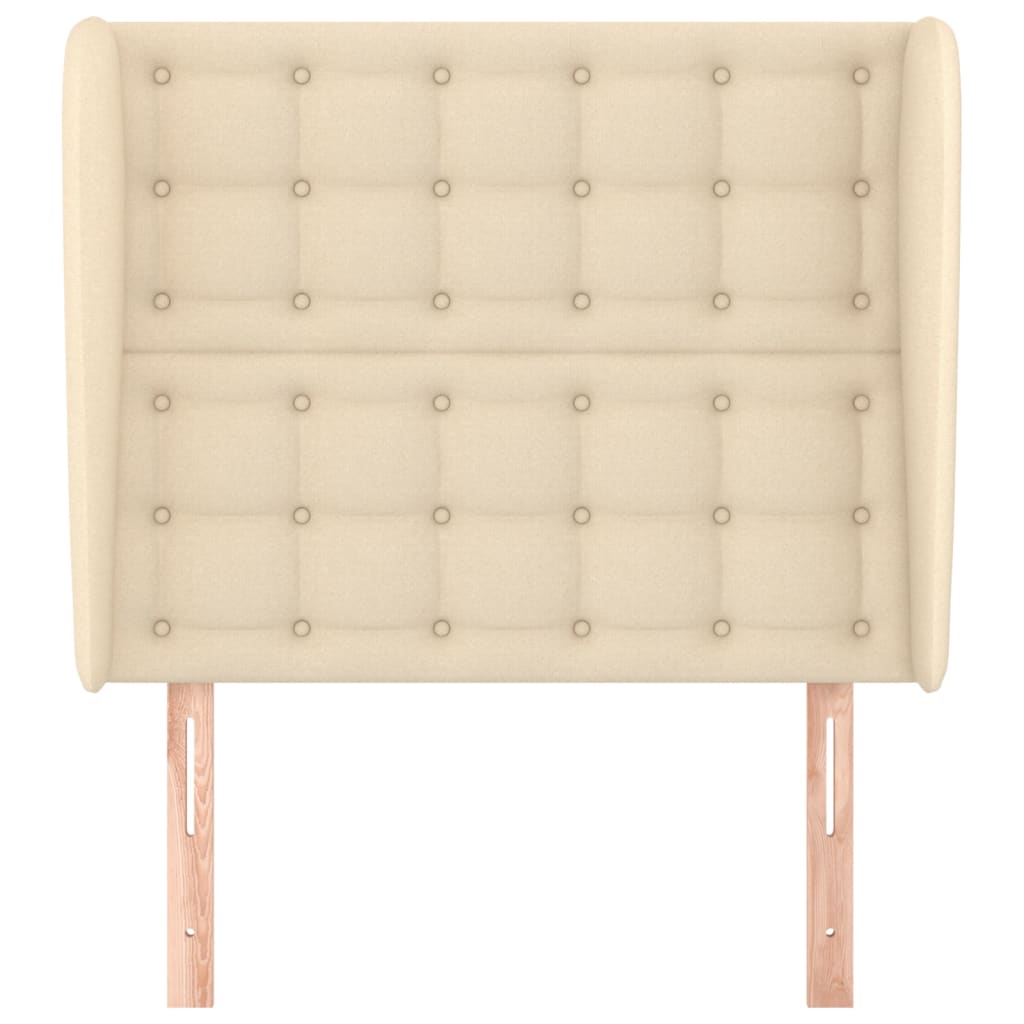 sengegavl med kanter 93x23x118/128 cm stof cremefarvet