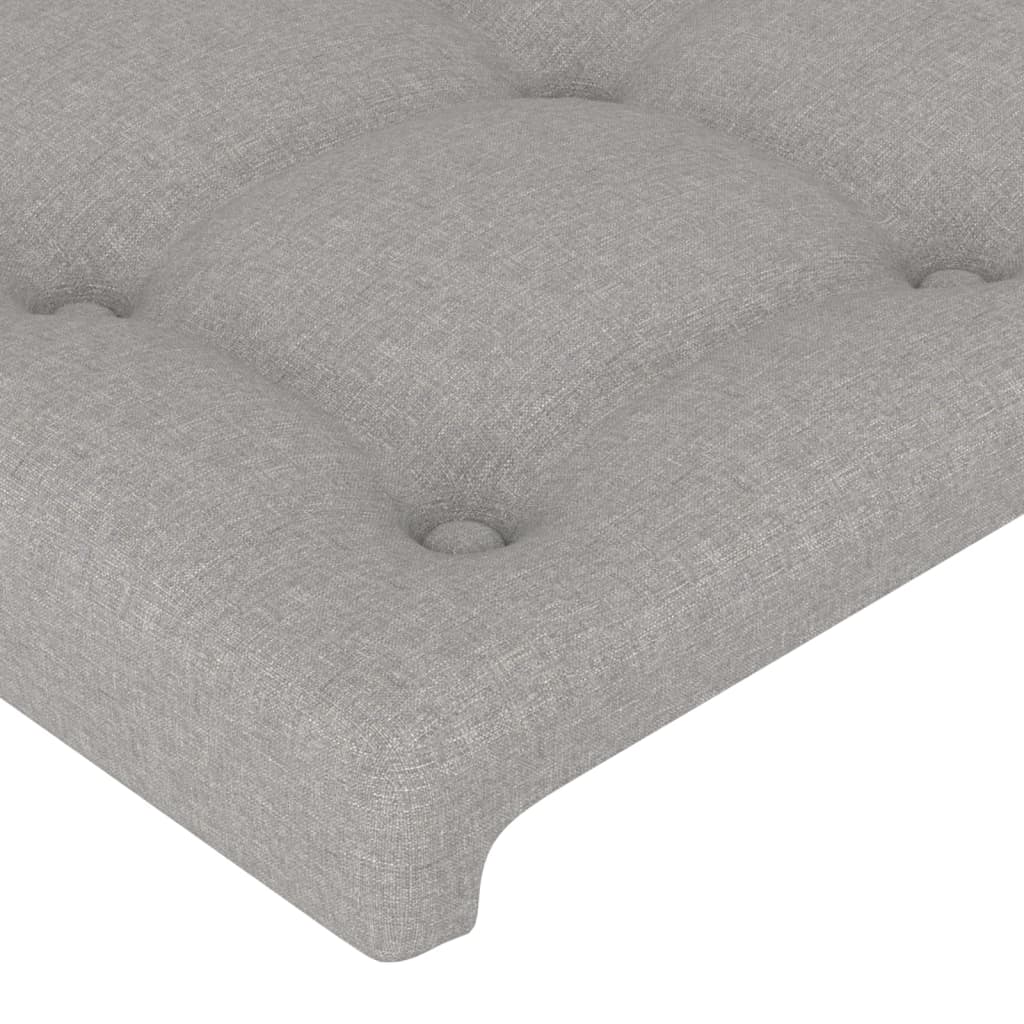 sengegavl med kanter 103x23x118/128 cm stof lysegrå