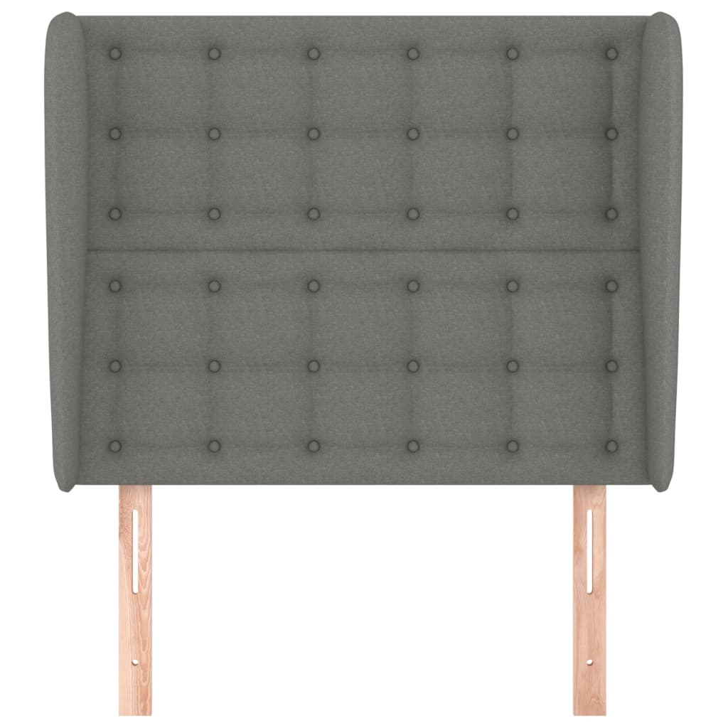 sengegavl med kanter 103x23x118/128 cm stof mørkegrå