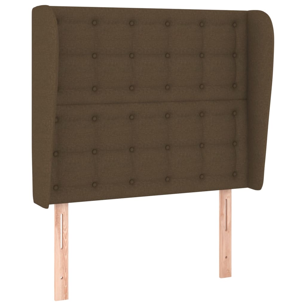 sengegavl med kanter 103x23x118/128 cm stof mørkebrun