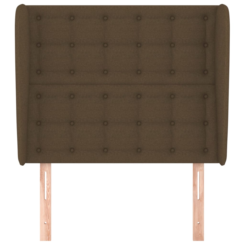 sengegavl med kanter 103x23x118/128 cm stof mørkebrun