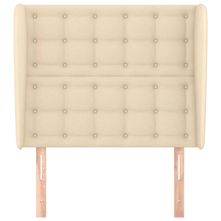 sengegavl med kanter 103x23x118/128 cm stof cremefarvet