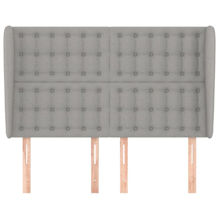 sengegavl med kanter 147x23x118/128 cm stof lysegrå