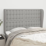 sengegavl med kanter 147x23x118/128 cm stof lysegrå
