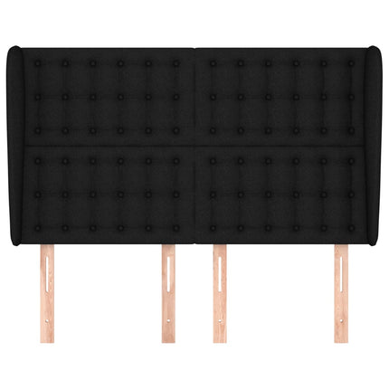 sengegavl med kanter 147x23x118/128 cm stof sort
