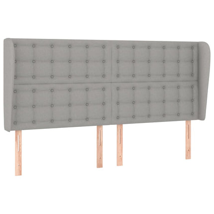 sengegavl med kanter 163x23x118/128 cm stof lysegrå