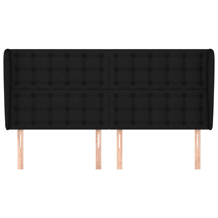 sengegavl med kanter 163x23x118/128 cm stof sort