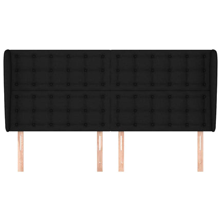 sengegavl med kanter 163x23x118/128 cm stof sort