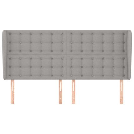 sengegavl med kanter 183x23x118/128 cm stof lysegrå