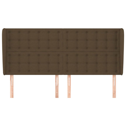 sengegavl med kanter 183x23x118/128 cm stof mørkebrun