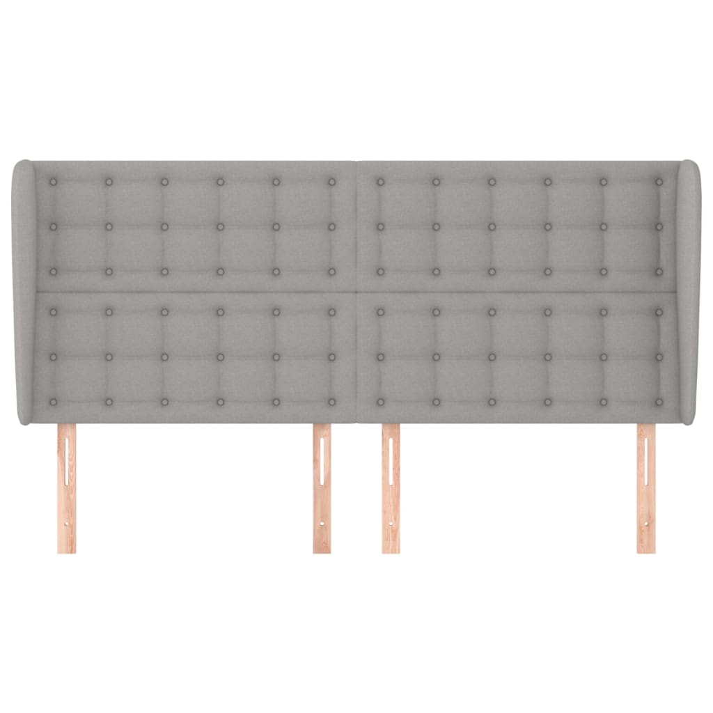 sengegavl med kanter 203x23x118/128 cm stof lysegrå