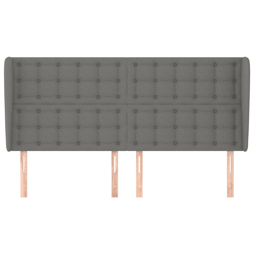 sengegavl med kanter 203x23x118/128 cm stof mørkegrå