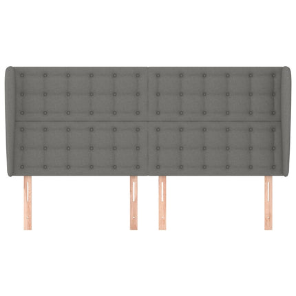 sengegavl med kanter 203x23x118/128 cm stof mørkegrå