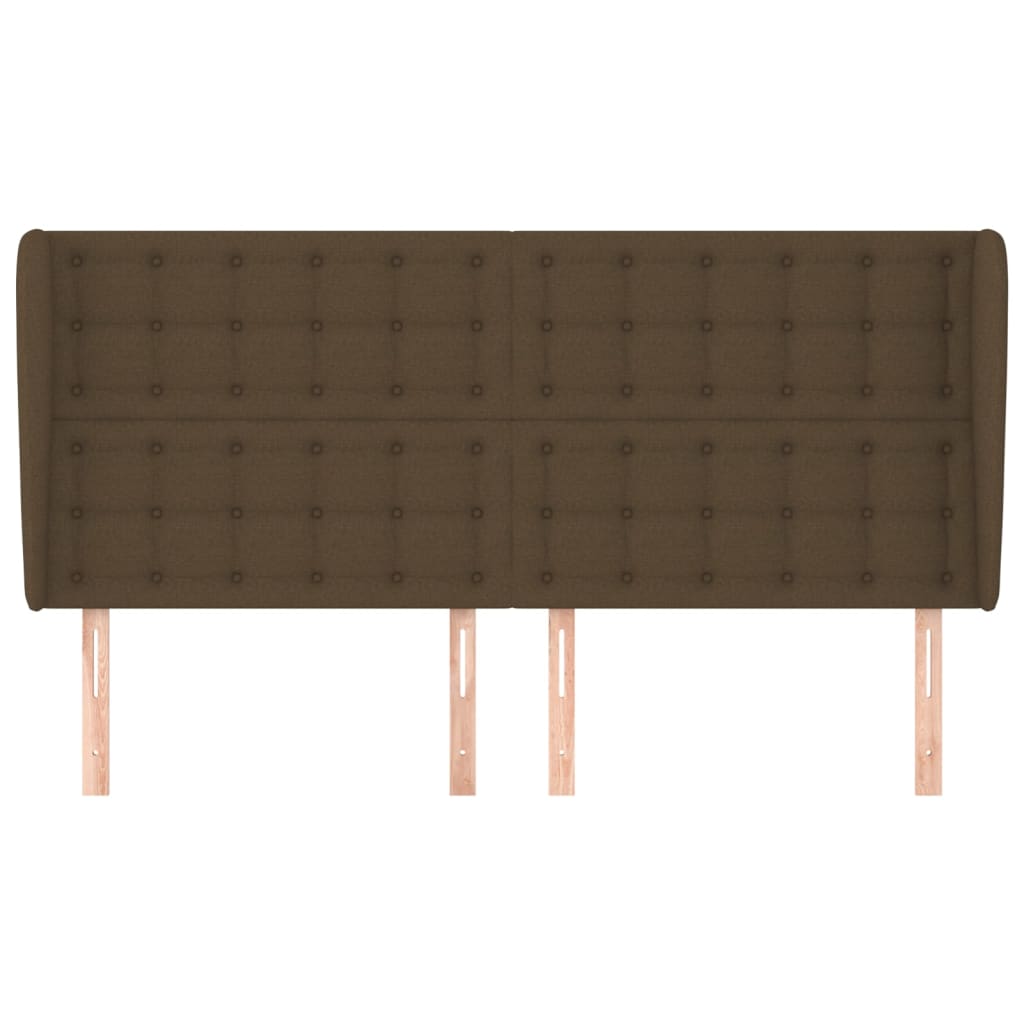 sengegavl med kanter 203x23x118/128 cm stof mørkebrun