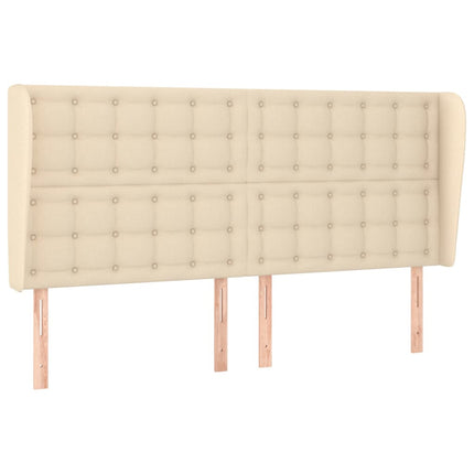 sengegavl med kanter 203x23x118/128 cm stof cremefarvet