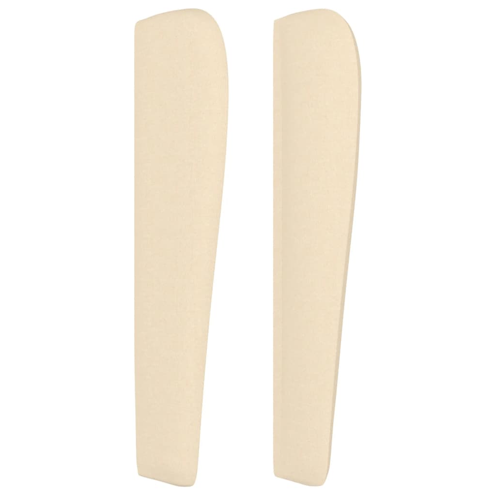 sengegavl med kanter 203x23x118/128 cm stof cremefarvet
