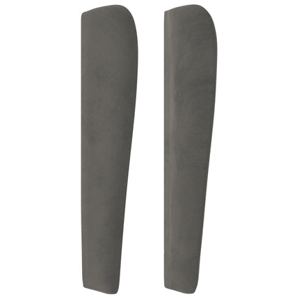 sengegavl med kanter 83x23x118/128 cm fløjl mørkegrå