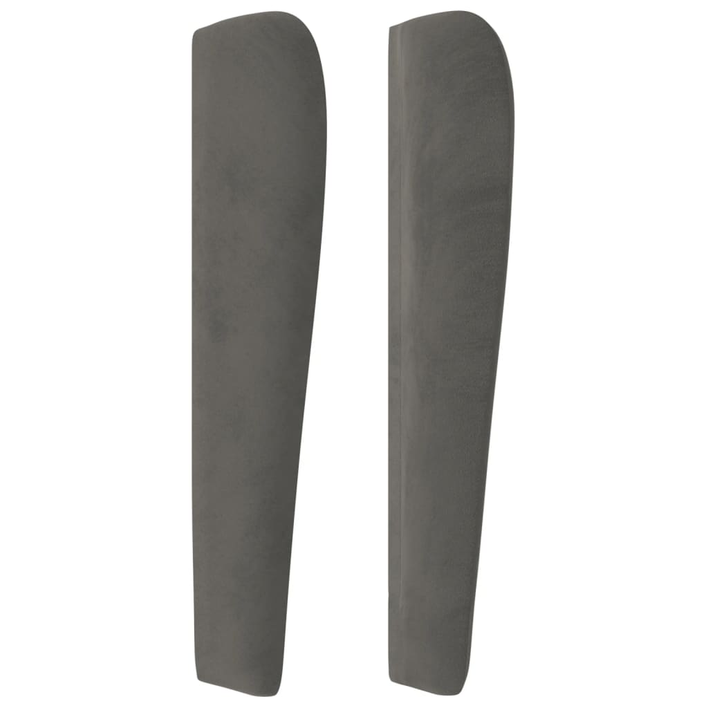 sengegavl med kanter 83x23x118/128 cm fløjl mørkegrå