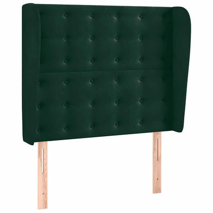 sengegavl med kanter 83x23x118/128 cm fløjl mørkegrøn