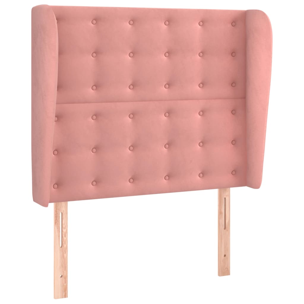 sengegavl med kanter 83x23x118/128 cm fløjl pink