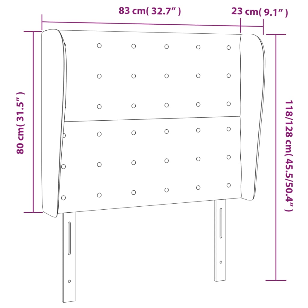 sengegavl med kanter 83x23x118/128 cm fløjl pink