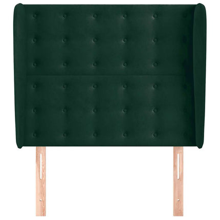 sengegavl med kanter 93x23x118/128 cm fløjl mørkegrøn