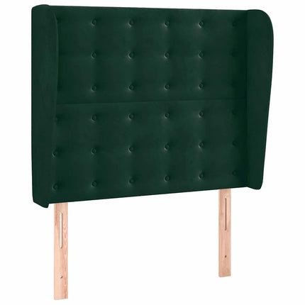 sengegavl med kanter 103x23x118/128 cm fløjl mørkegrøn