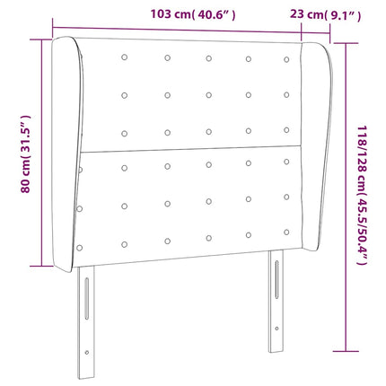 sengegavl med kanter 103x23x118/128 cm fløjl mørkegrøn