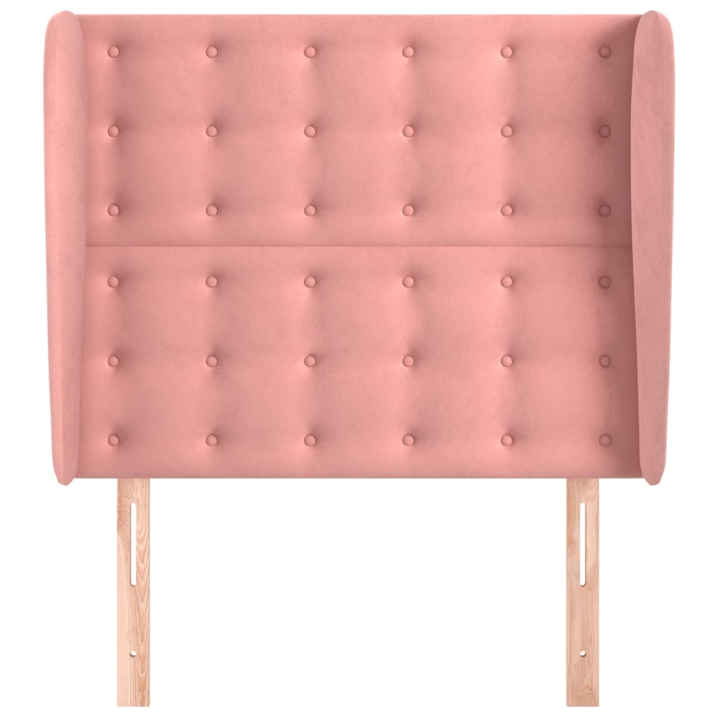 sengegavl med kanter 103x23x118/128 cm fløjl lyserød