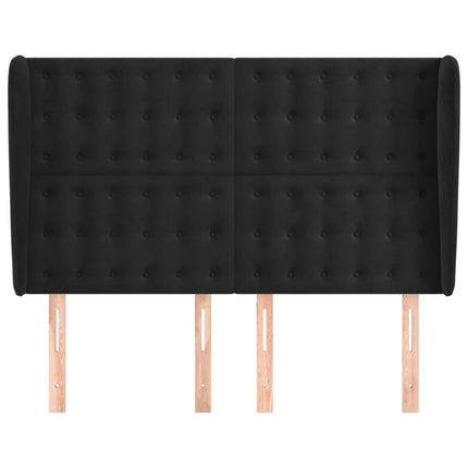 sengegavl med kanter 147x23x118/128 cm fløjl sort