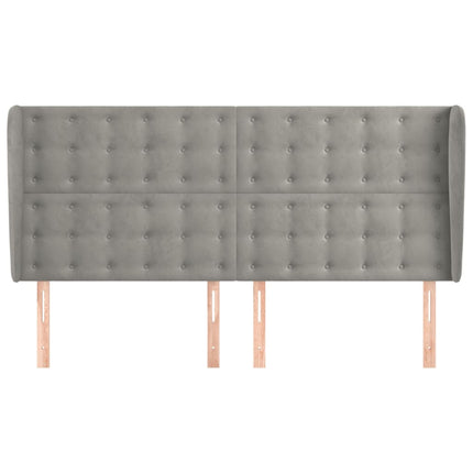 sengegavl med kanter 163x23x118/128 cm fløjl lysegrå