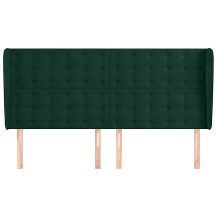 sengegavl med kanter 163x23x118/128 cm fløjl mørkegrøn