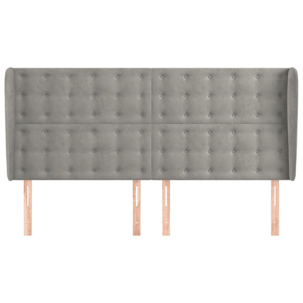 sengegavl med kanter 183x23x118/128 cm fløjl lysegrå
