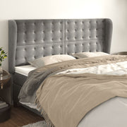 sengegavl med kanter 183x23x118/128 cm fløjl lysegrå