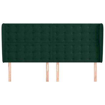 sengegavl med kanter 183x23x118/128 cm fløjl mørkegrøn