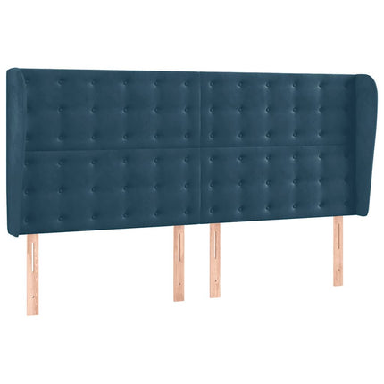 sengegavl med kanter 183x23x118/128 cm fløjl mørkeblå